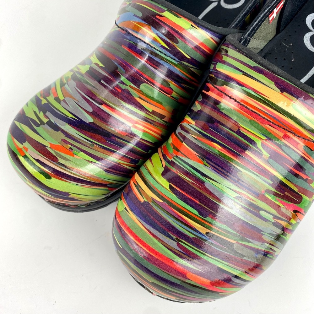 Sanita Patent Leather Clogs Womens 40 / 9 Tivoli Multi Color Slip On Danish LKNU - Picture 5 of 8